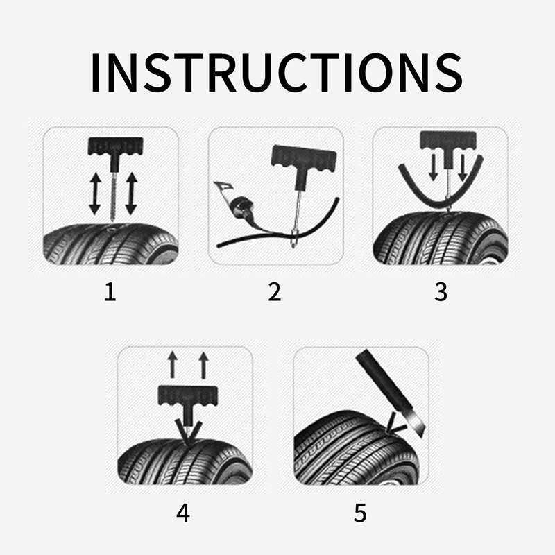 1 Set Tubeless Tire Repair Tools Kit with Rubber Strips File Tool Inserting Needle Drill for Car Truck Bike Motorcycle Emergency