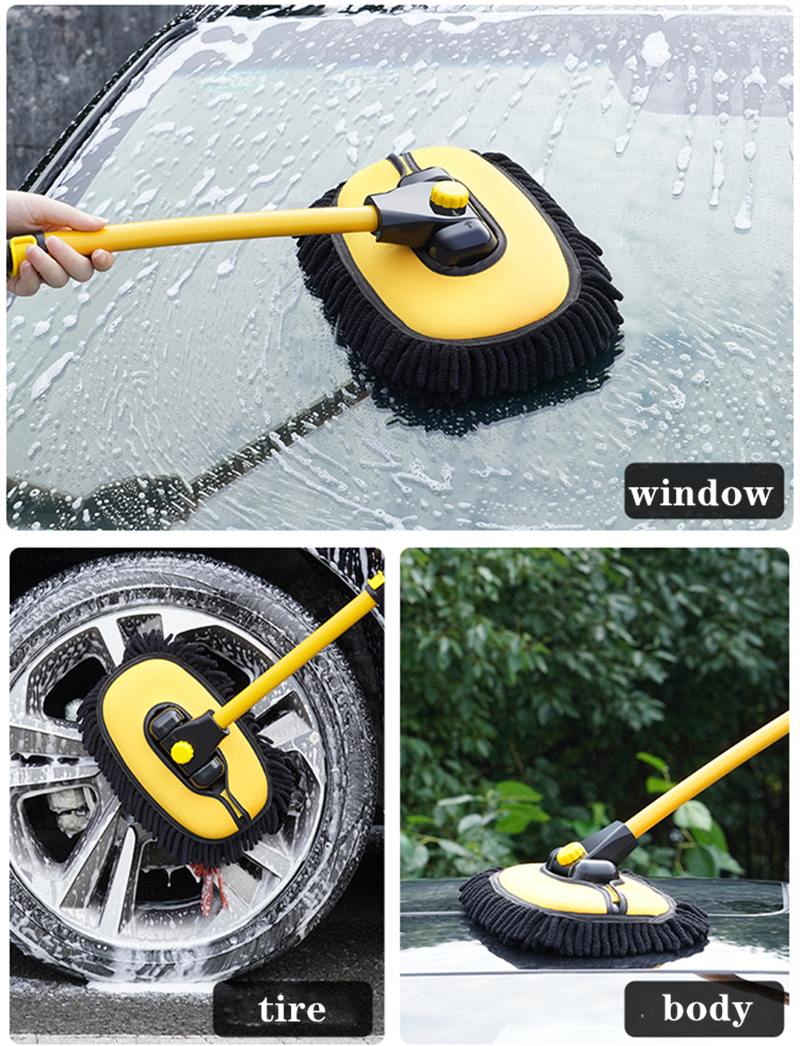 2023 New Car Cleaning Brush Car Wash Brush Telescoping Long Handle Cleaning Mop Chenille Broom Auto Accessories