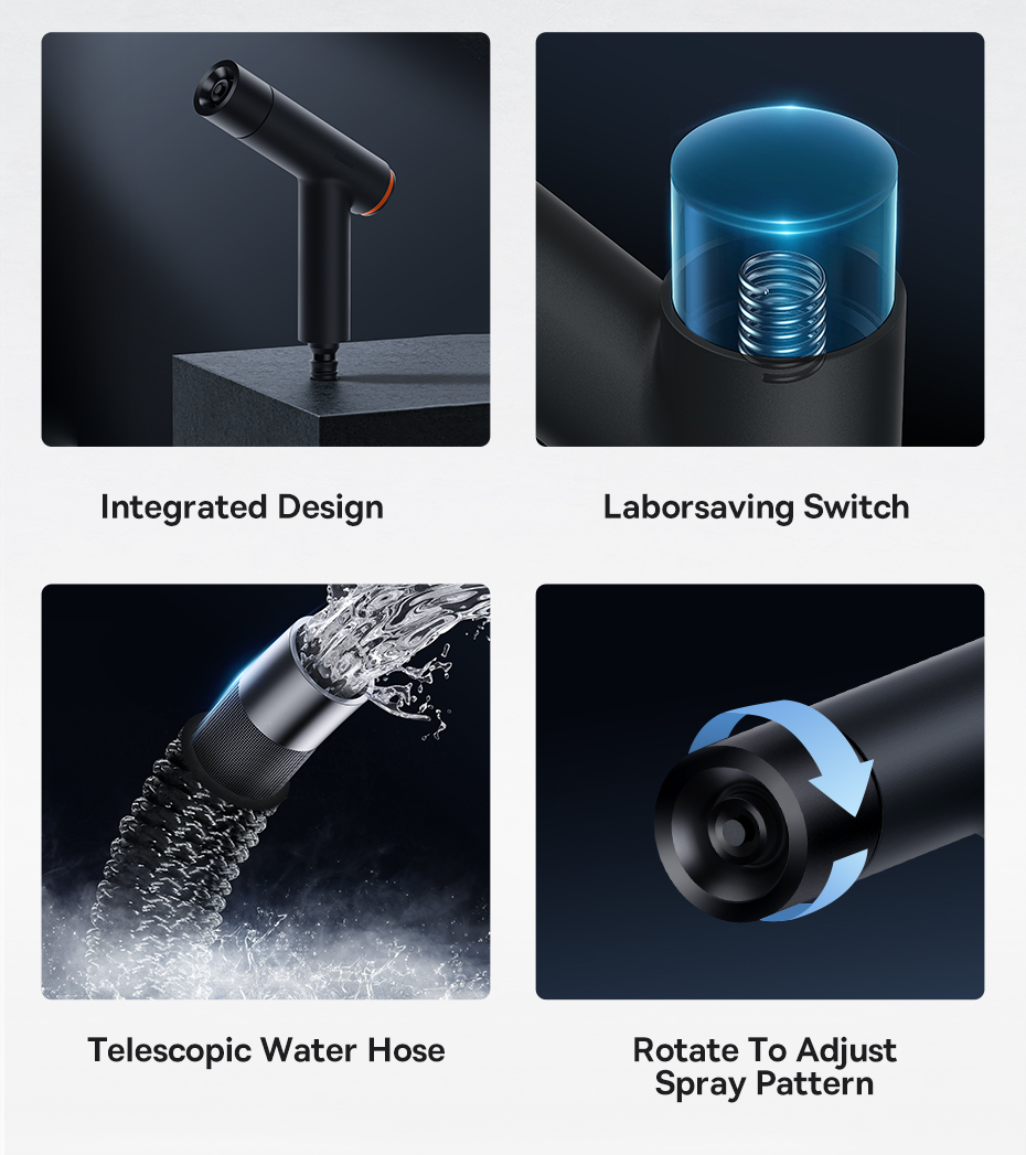 Baseus Car Wash High Pressure Water Gun Spray Nozzle Car Washers For Auto Home Garden Portable Washer Car Cleaning Accessories