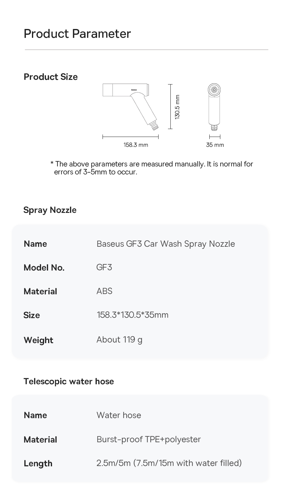 Baseus Car Wash High Pressure Water Gun Spray Nozzle Car Washers For Auto Home Garden Portable Washer Car Cleaning Accessories