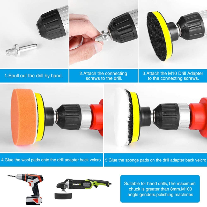 Car Polishing Sponge Pads Kit Foam Pad Buffer Kit Polishing Machine Wax Pads for Auto Motorcycle motor vehicle Removes Scratches Car Polishing Sponge Pads Kit Foam Pad Buffer Kit Polishing Machine Wax Pads for Auto Motorcycle motor vehicle Removes Scratches