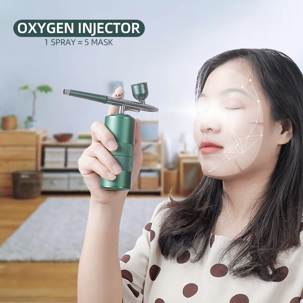 New Mini Oxygen Injector Nano Fog Mist Sprayer Air Compressor Kit For Nail Tattoo Art Beauty Decoration Paint Spray Gun Tool