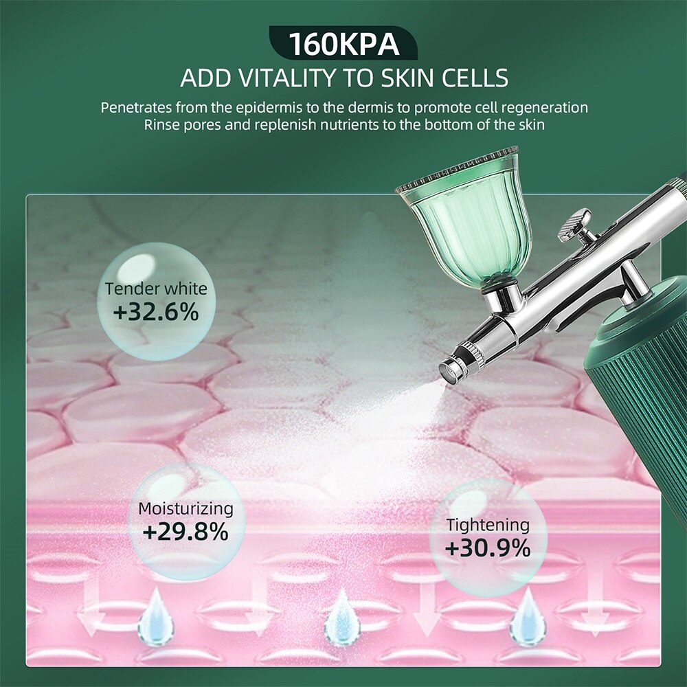 New Mini Oxygen Injector Nano Fog Mist Sprayer Air Compressor Kit For Nail Tattoo Art Beauty Decoration Paint Spray Gun Tool