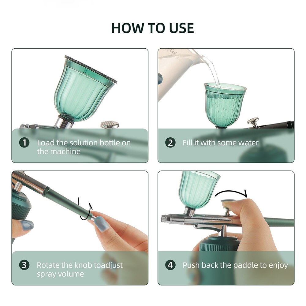 New Mini Oxygen Injector Nano Fog Mist Sprayer Air Compressor Kit For Nail Tattoo Art Beauty Decoration Paint Spray Gun Tool