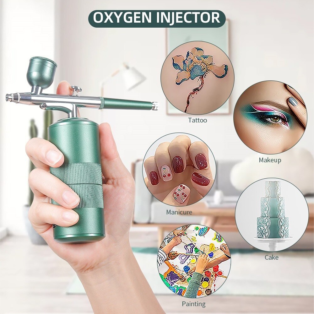 New Mini Oxygen Injector Nano Fog Mist Sprayer Air Compressor Kit For Nail Tattoo Art Beauty Decoration Paint Spray Gun Tool New Mini Oxygen Injector Nano Fog Mist Sprayer Air Compressor Kit For Nail Tattoo Art Beauty Decoration Paint Spray Gun Tool