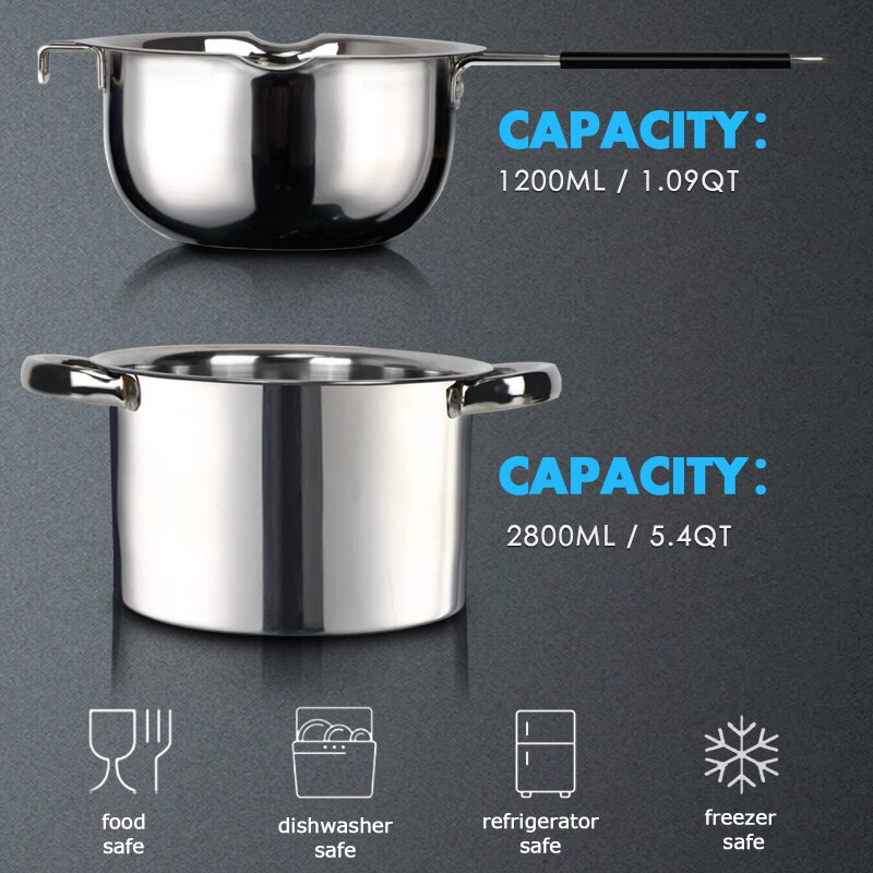 1200ml Candle Wax Melting Pot with 2400ml Stainless Steel Pot for Melting Chocolate Candy Candle Soap Wax Making Kit 1200ml Candle Wax Melting Pot with 2400ml Stainless Steel Pot for Melting Chocolate Candy Candle Soap Wax Making Kit