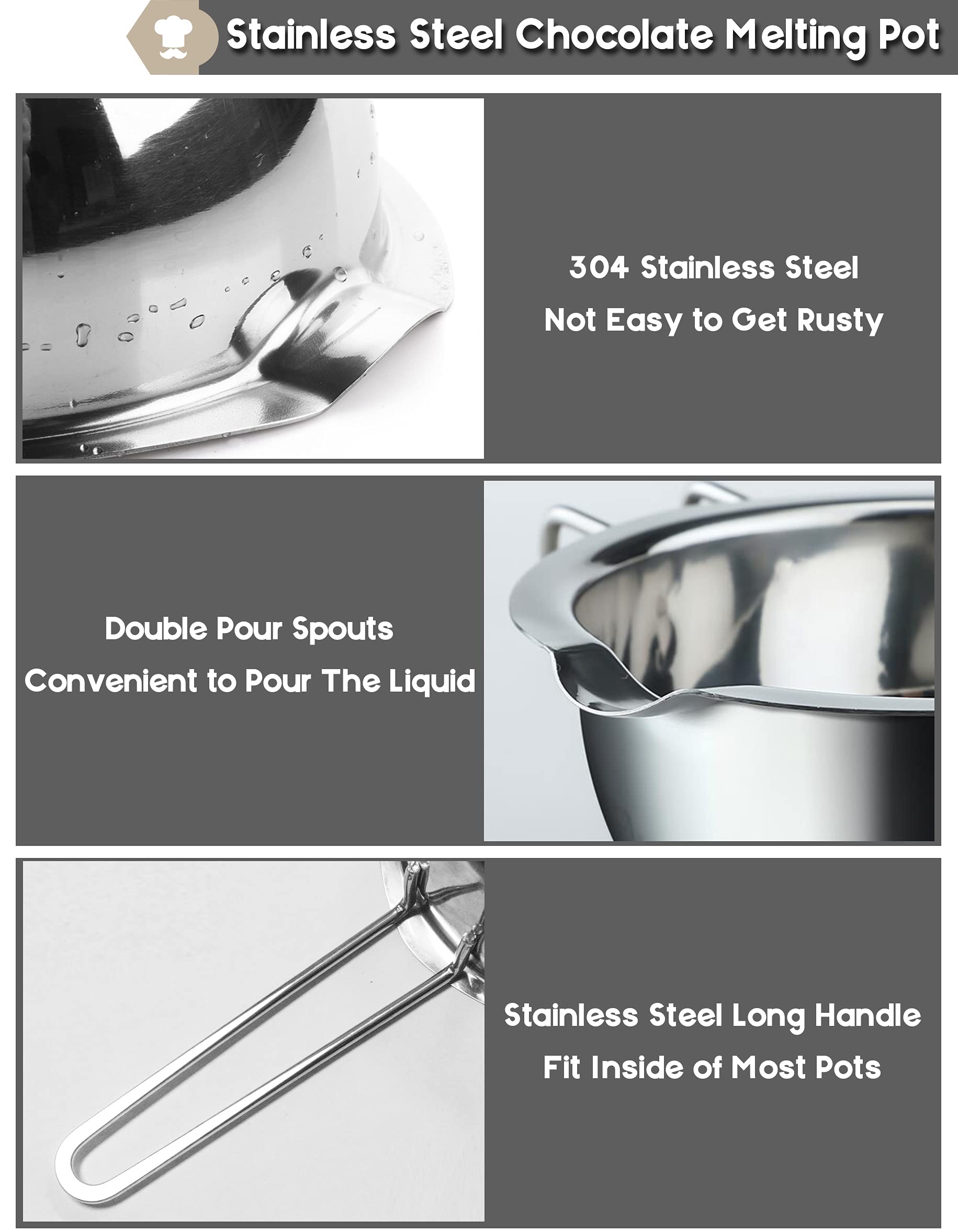 1200ml Candle Wax Melting Pot with 2400ml Stainless Steel Pot for Melting Chocolate Candy Candle Soap Wax Making Kit