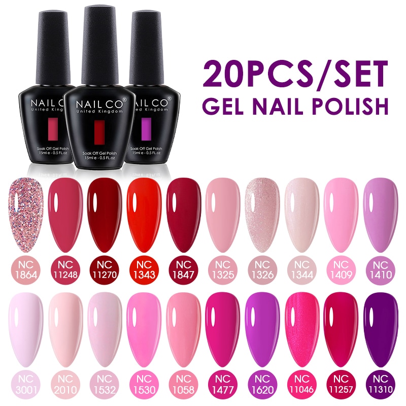 NAILCO 15ml 20pcs Gel Nail Polish Set Spring Summer Color UV Gel Nail Art All For Manicure Gel Paint For DIY Professionals NAILCO 15ml 20pcs Gel Nail Polish Set Spring Summer Color UV Gel Nail Art All For Manicure Gel Paint For DIY Professionals