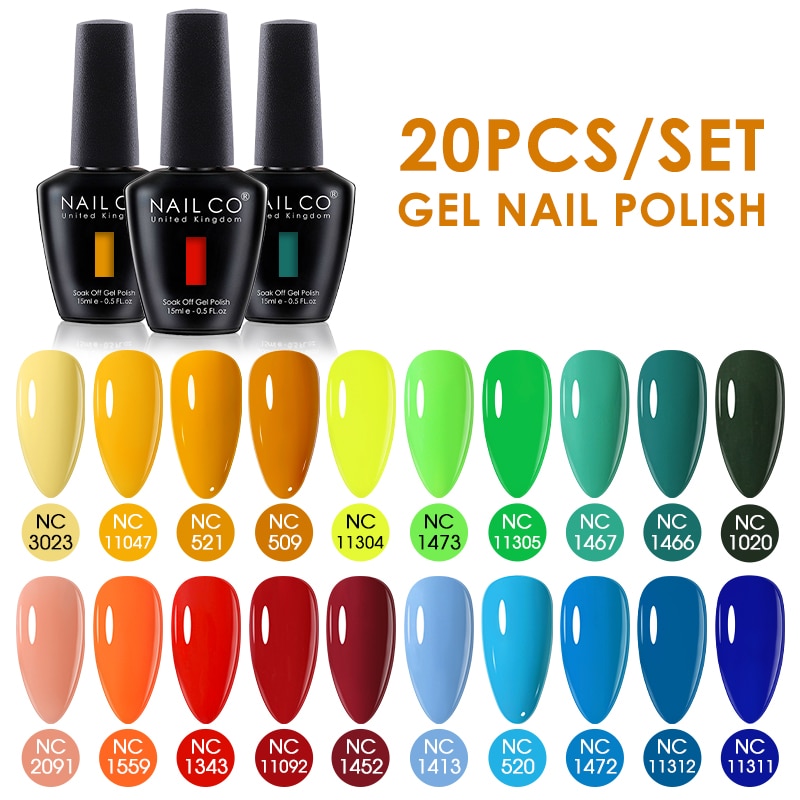 NAILCO 15ml 20pcs Gel Nail Polish Set Spring Summer Color UV Gel Nail Art All For Manicure Gel Paint For DIY Professionals NAILCO 15ml 20pcs Gel Nail Polish Set Spring Summer Color UV Gel Nail Art All For Manicure Gel Paint For DIY Professionals
