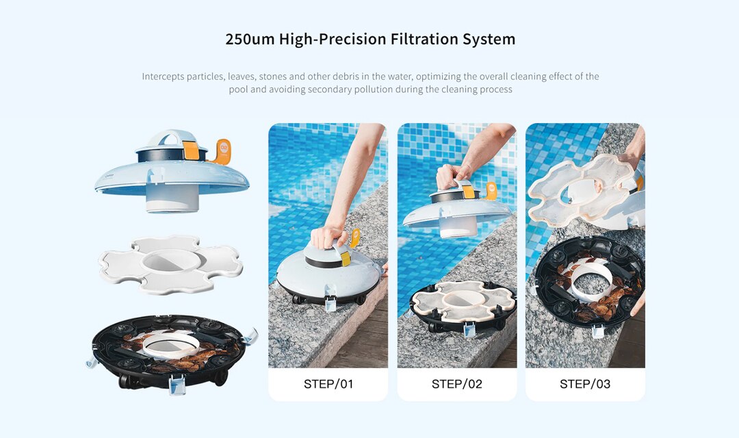 Lydsto Cordless Robotic Pool Cleaner Automatic Swimming Pool Vacuum Cleaner wireless robot vacuum cleaner for pool Auto-parking