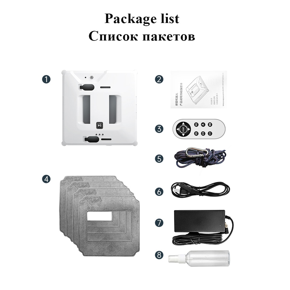 Robot Window Cleaner With Sprayer Home Appliance Smart Remote Controls Square High Suction For Window Wall Washing Water Spray Robot Window Cleaner With Sprayer Home Appliance Smart Remote Controls Square High Suction For Window Wall Washing Water Spray