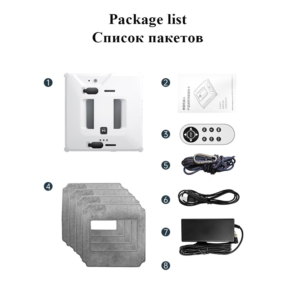 Robot Window Cleaner With Sprayer Home Appliance Smart Remote Controls Square High Suction For Window Wall Washing Water Spray