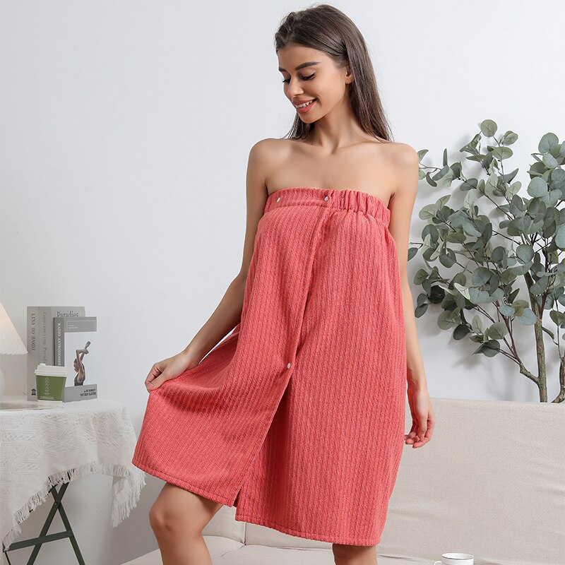 Microfiber bathrobe shower cap combination women's absorbent quick dry wipe hair soft sauna beach dry hair cap bath skirt