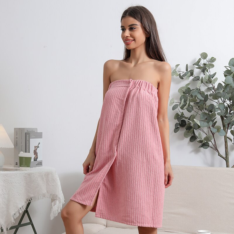 Microfiber bathrobe shower cap combination women's absorbent quick dry wipe hair soft sauna beach dry hair cap bath skirt