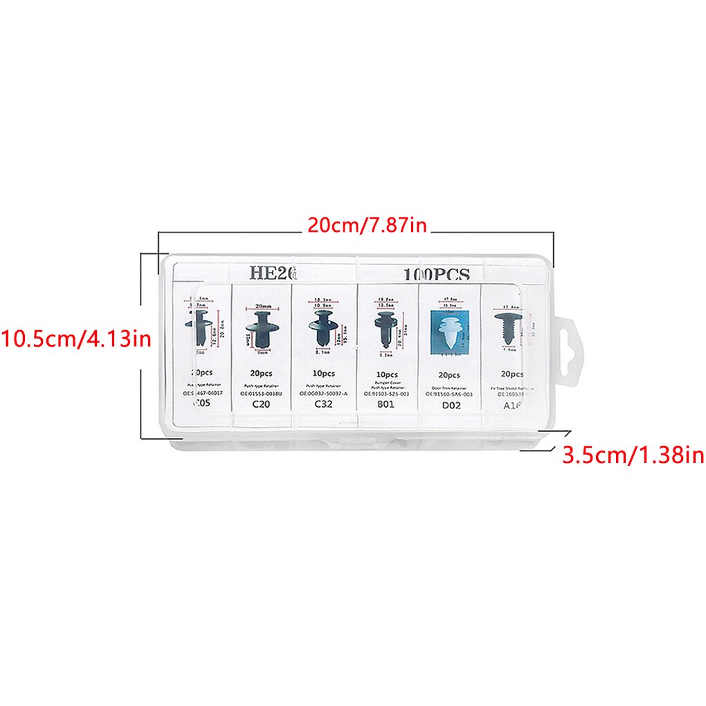 100pcs Auto Fastener Clip Car Fender Push Retainer Pin Rivet Bumper for Door Trim Panel Retainer, Box Package