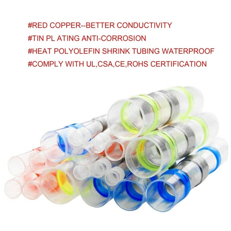 800pcs Solder Seal Wire Connectors Heat Shrink Insulated Electrical Wire Terminals Butt Splice CableCrimp Waterproof Automobile 800pcs Solder Seal Wire Connectors Heat Shrink Insulated Electrical Wire Terminals Butt Splice CableCrimp Waterproof Automobile