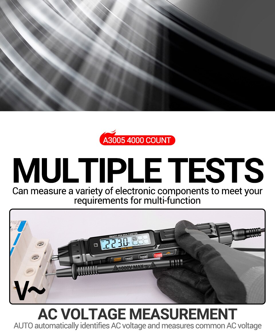 ANENG A3005 Digital Multimeter Pen Type 4000 Counts Professional Meter Non-Contact Auto AC/DC Voltage Ohm Diode Tester For Tool