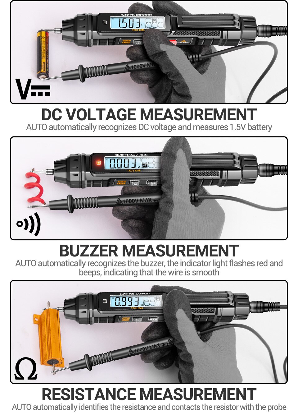 ANENG A3005 Digital Multimeter Pen Type 4000 Counts Professional Meter Non-Contact Auto AC/DC Voltage Ohm Diode Tester For Tool