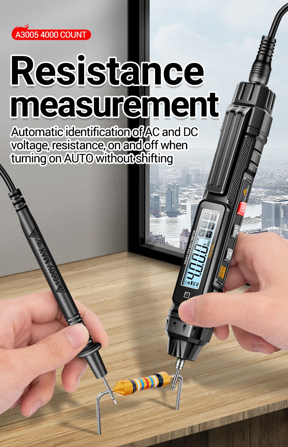 ANENG A3005 Digital Multimeter Pen Type 4000 Counts Professional Meter Non-Contact Auto AC/DC Voltage Ohm Diode Tester For Tool