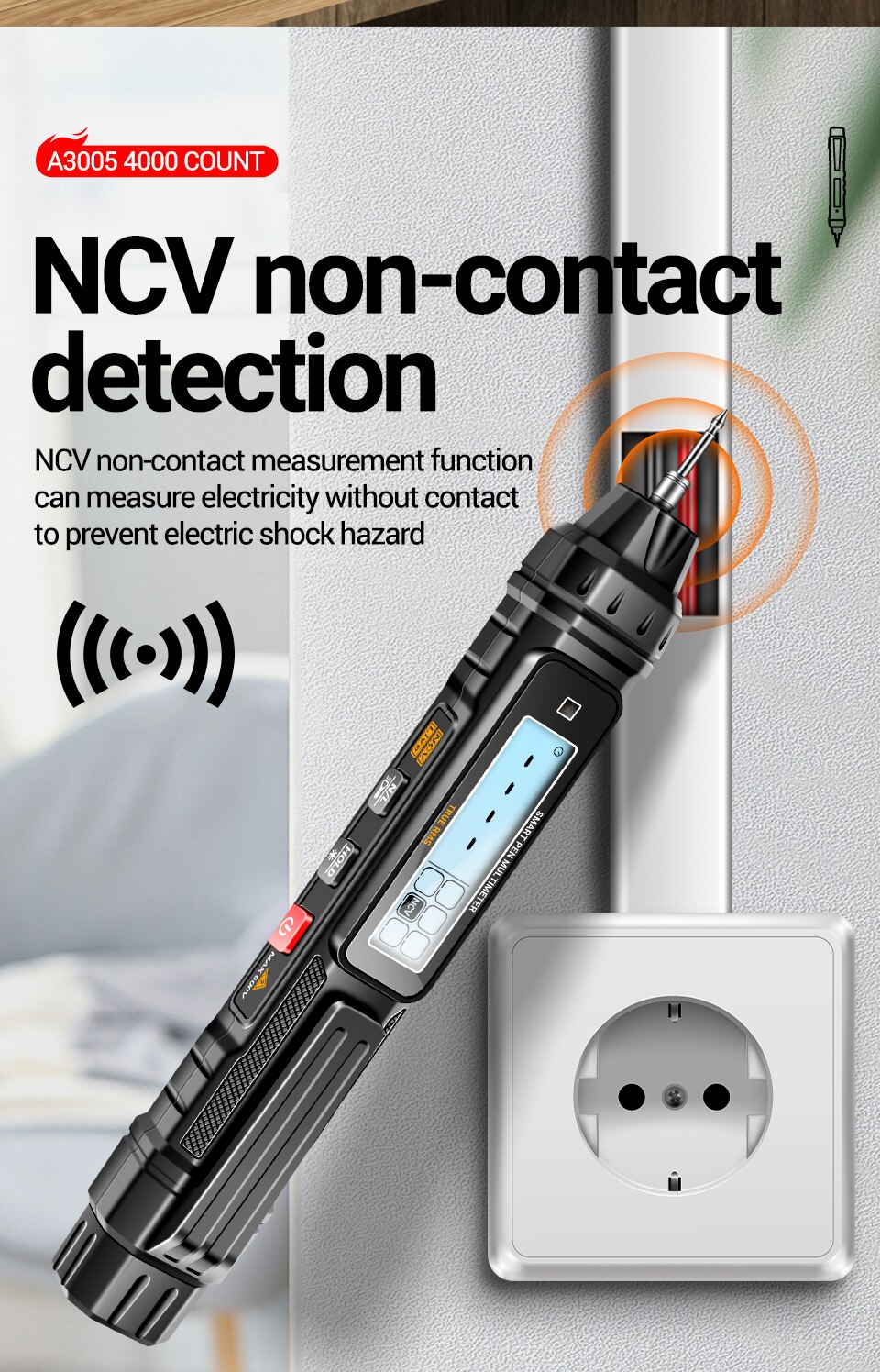 ANENG A3005 Digital Multimeter Pen Type 4000 Counts Professional Meter Non-Contact Auto AC/DC Voltage Ohm Diode Tester For Tool