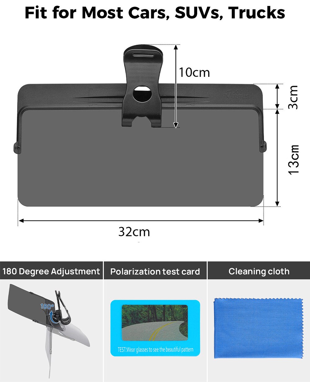 Car Sun Visor Anti-Dazzle Anti-UV Rotatable Adjustable Blocker Polarized Sunshade Plate Clear Vision SUVs Trucks Car Accessories