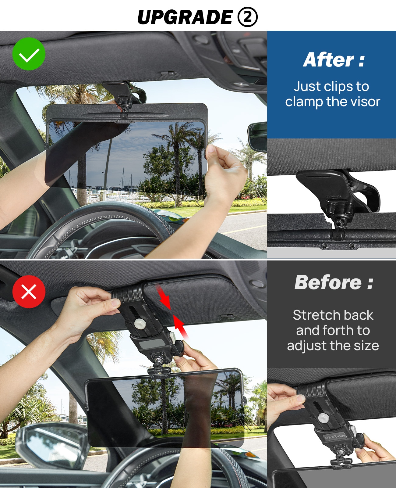 Car Sun Visor Anti-Dazzle Anti-UV Rotatable Adjustable Blocker Polarized Sunshade Plate Clear Vision SUVs Trucks Car Accessories Car Sun Visor Anti-Dazzle Anti-UV Rotatable Adjustable Blocker Polarized Sunshade Plate Clear Vision SUVs Trucks Car Accessories