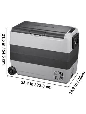 VEVOR 36L 50L 60LCar Refrigerator Portable Fridge Freezer Cool Box With Wheel and Draw Bar Dual Zone for Camping Picnic Caravan
