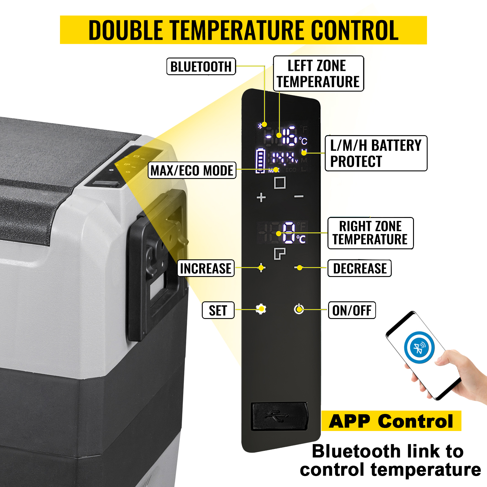 VEVOR 36L 50L 60LCar Refrigerator Portable Fridge Freezer Cool Box With Wheel and Draw Bar Dual Zone for Camping Picnic Caravan VEVOR 36L 50L 60LCar Refrigerator Portable Fridge Freezer Cool Box With Wheel and Draw Bar Dual Zone for Camping Picnic Caravan