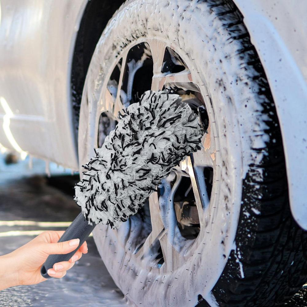 Car Wash Super Brush Plush Premium Wheels Brush Non-Slip Handle Easy To Cleaning Rims Spokes Wheel Barrel Car Accessories Car Wash Super Brush Plush Premium Wheels Brush Non-Slip Handle Easy To Cleaning Rims Spokes Wheel Barrel Car Accessories