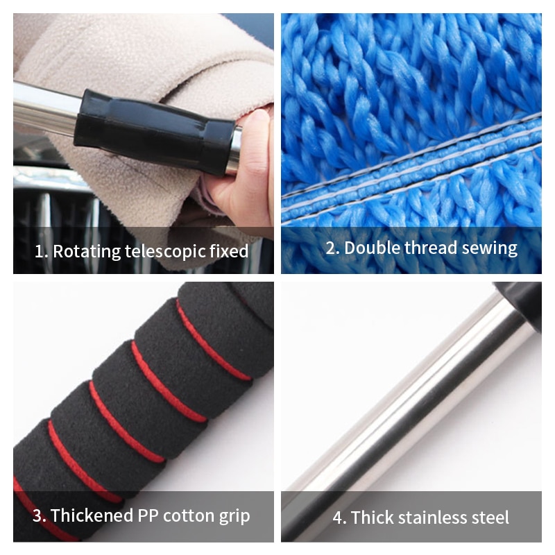 SEAMETAL Superfine Fiber Car Duster Suit Retractable Microfiber Car Dust Mop Home Cleaning Dust Removal Brushes Towels Kits SEAMETAL Superfine Fiber Car Duster Suit Retractable Microfiber Car Dust Mop Home Cleaning Dust Removal Brushes Towels Kits