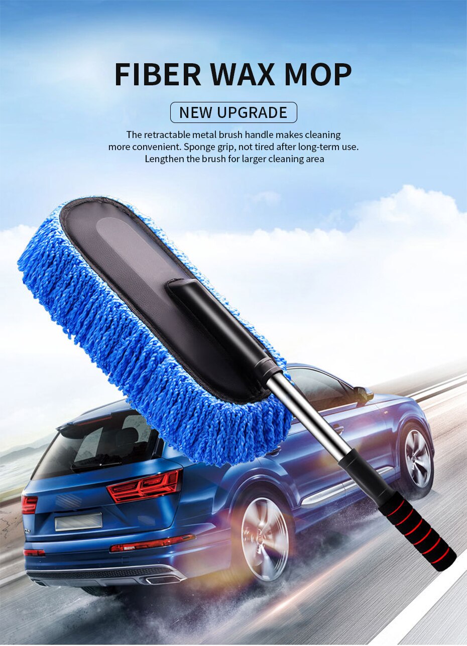 SEAMETAL Superfine Fiber Car Duster Suit Retractable Microfiber Car Dust Mop Home Cleaning Dust Removal Brushes Towels Kits