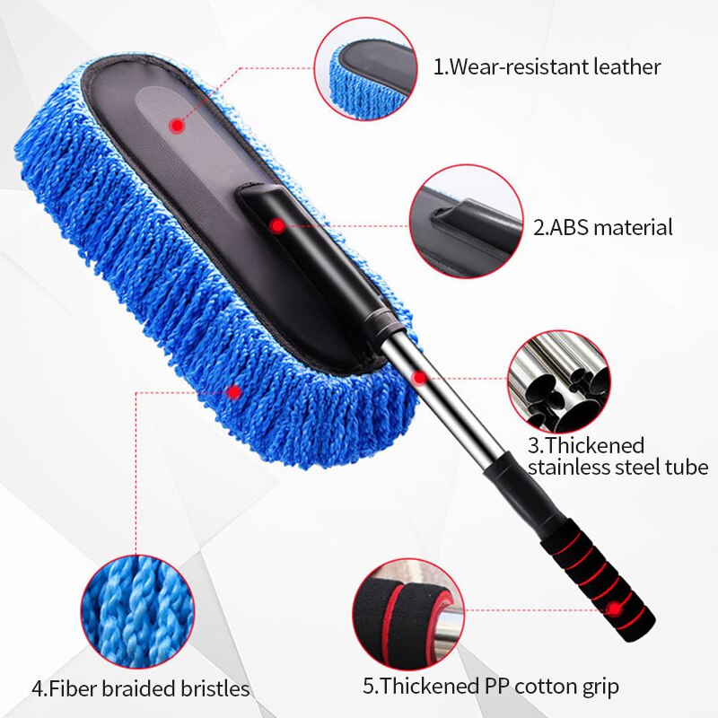 SEAMETAL Superfine Fiber Car Duster Suit Retractable Microfiber Car Dust Mop Home Cleaning Dust Removal Brushes Towels Kits SEAMETAL Superfine Fiber Car Duster Suit Retractable Microfiber Car Dust Mop Home Cleaning Dust Removal Brushes Towels Kits