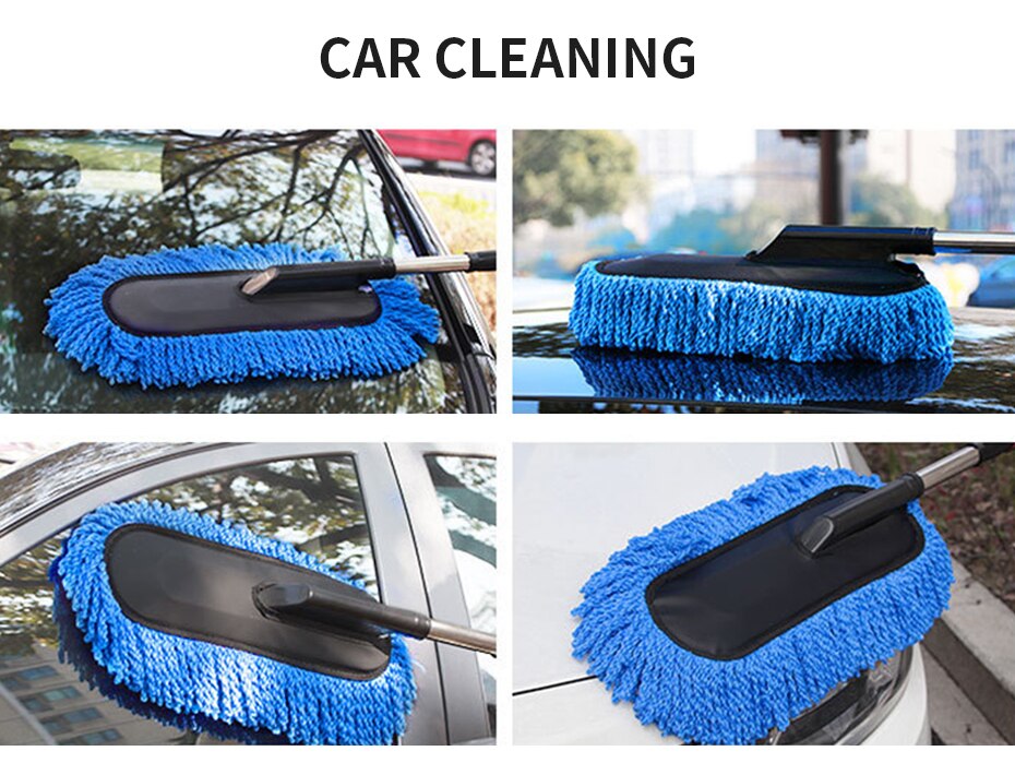 SEAMETAL Superfine Fiber Car Duster Suit Retractable Microfiber Car Dust Mop Home Cleaning Dust Removal Brushes Towels Kits