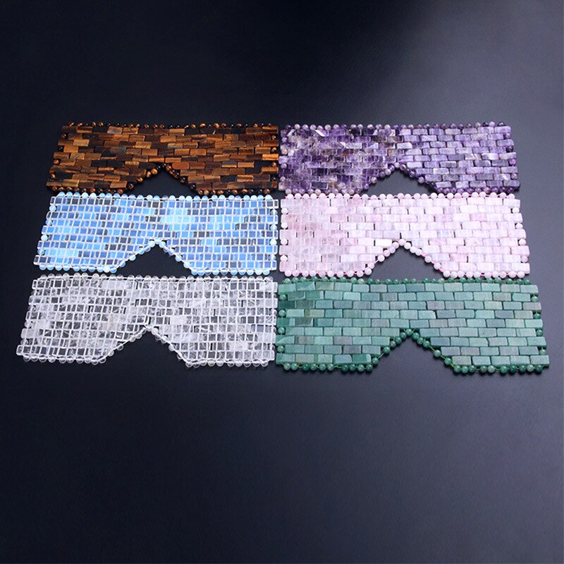 Natural Jade Crystal Sleep Mask Cold Therapy Jade Eye Mask Wrinkle Removal Rose Quartz Jade Masks Crystal Stone Facial Massager