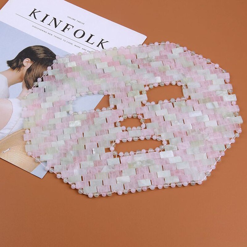 Natural Jade Crystal Sleep Mask Cold Therapy Jade Eye Mask Wrinkle Removal Rose Quartz Jade Masks Crystal Stone Facial Massager
