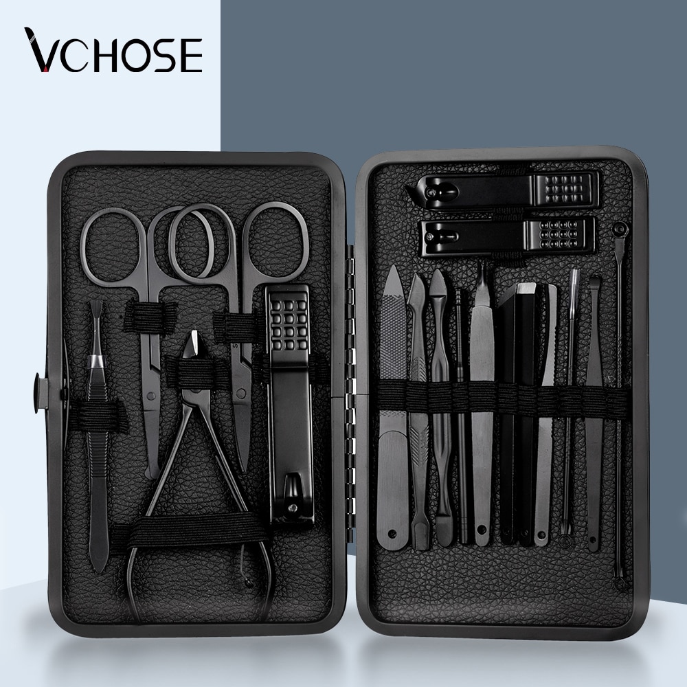 Black Nail Clipper Set Stainless Steel Manicure Nail Scissors Pedicure Kit Nippers Trimmer Care Tool With Travel Case Kit Black Nail Clipper Set Stainless Steel Manicure Nail Scissors Pedicure Kit Nippers Trimmer Care Tool With Travel Case Kit