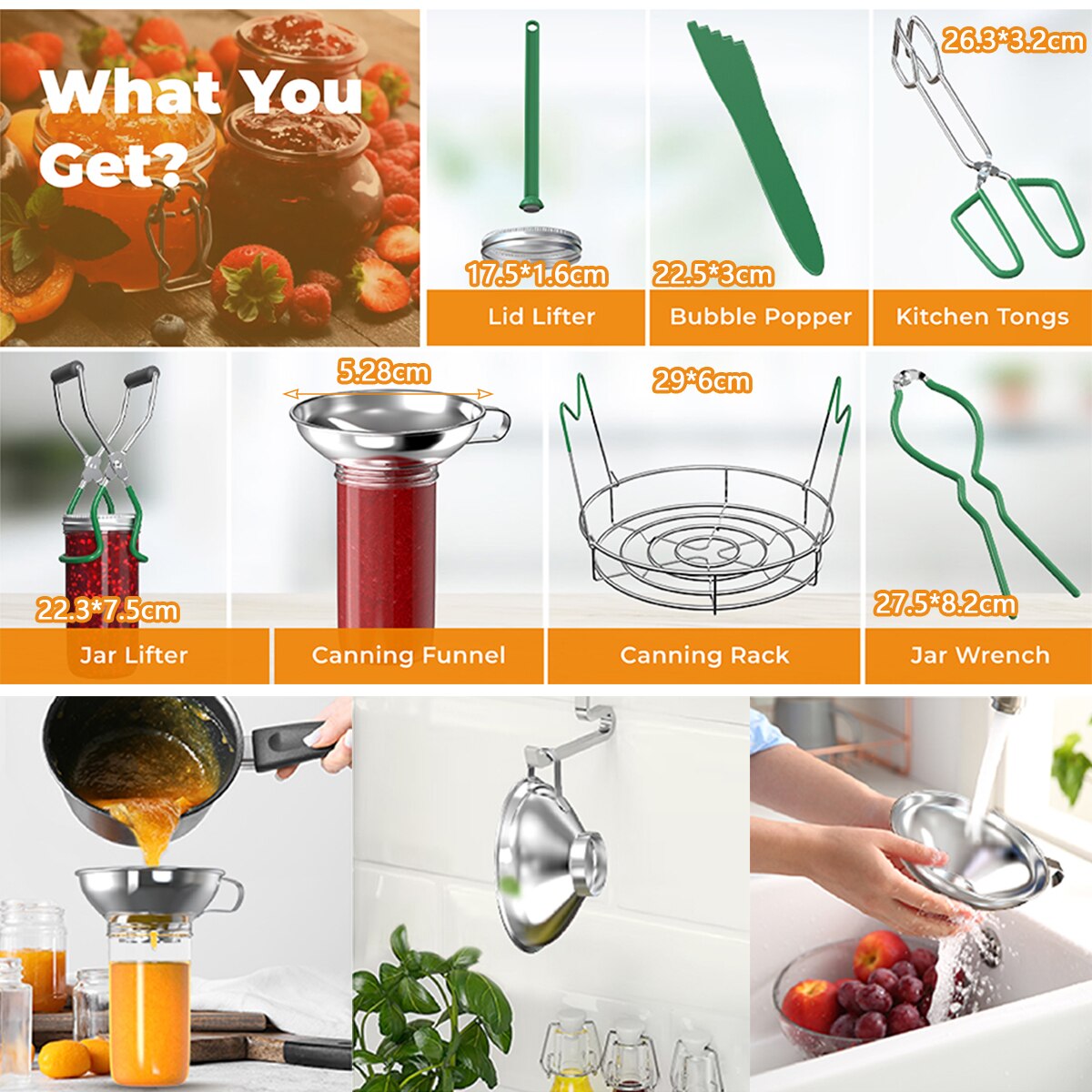 Canning Supplies Starter Kit Canning Jar Lifter Can Lifter Tongs Heat Resistance Anti-clip Lifter Jam Making Set Kitchen Tools