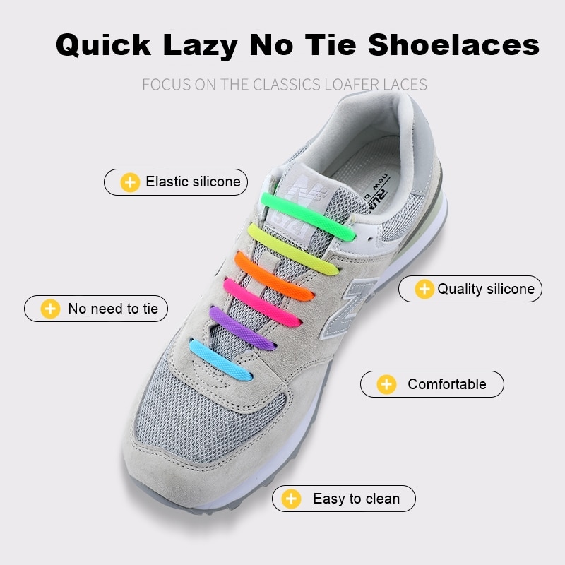 Silicone Elastic Shoelaces Fashion Unisex Athletic No Tie Shoe Lace All Sneakers Fit Quick Shoe Lace Silicone Elastic Shoelaces Fashion Unisex Athletic No Tie Shoe Lace All Sneakers Fit Quick Shoe Lace