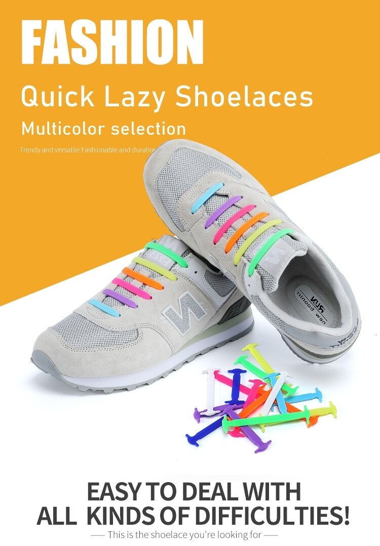 Silicone Elastic Shoelaces Fashion Unisex Athletic No Tie Shoe Lace All Sneakers Fit Quick Shoe Lace