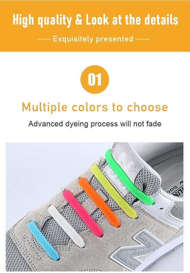 Silicone Elastic Shoelaces Fashion Unisex Athletic No Tie Shoe Lace All Sneakers Fit Quick Shoe Lace