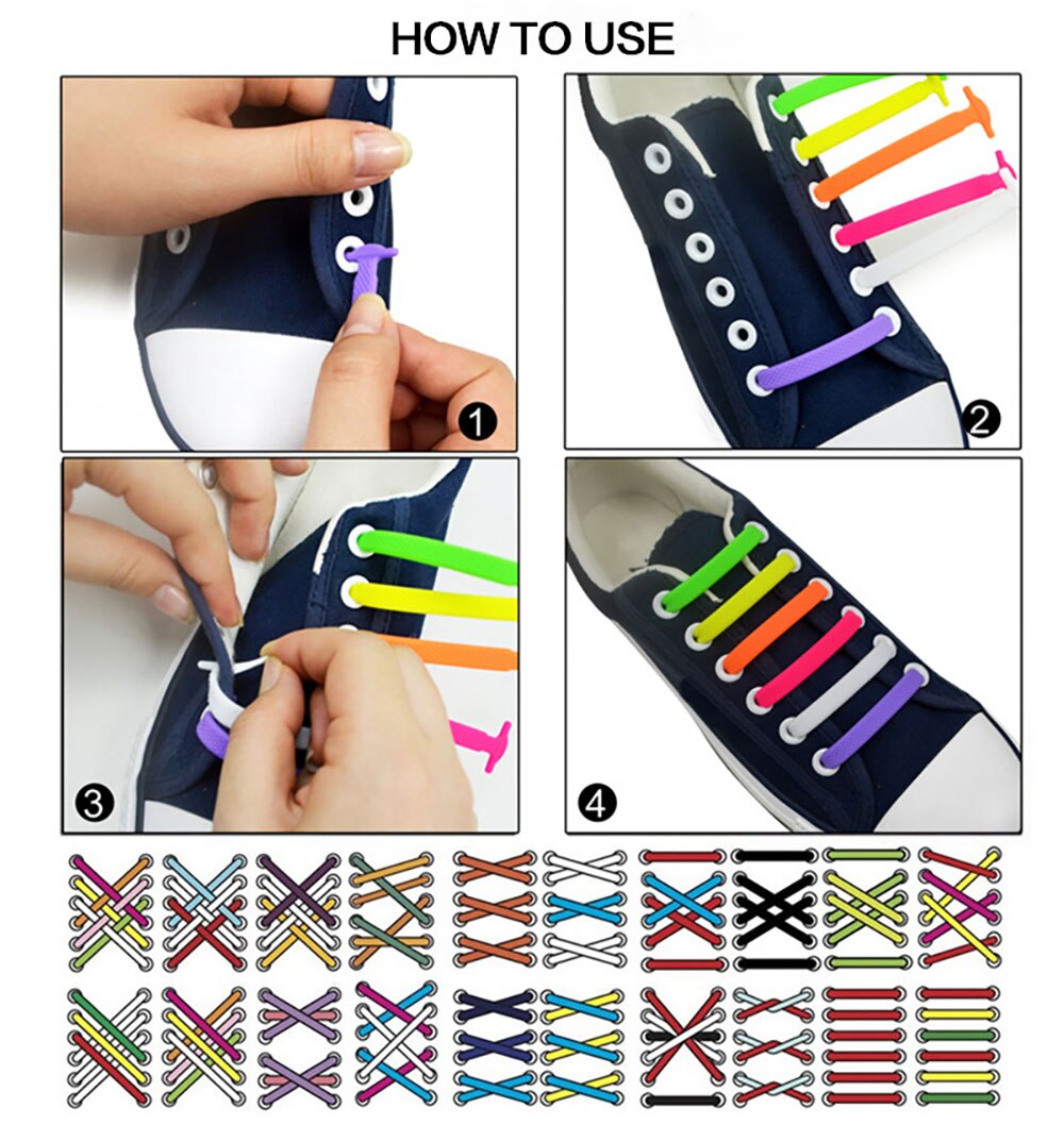 Silicone Elastic Shoelaces Special No Tie Shoelace Lacing Kids Adult Sneakers Quick Shoe Lace Creative Lazy Rubber Lace 16ps/Lot Silicone Elastic Shoelaces Special No Tie Shoelace Lacing Kids Adult Sneakers Quick Shoe Lace Creative Lazy Rubber Lace 16ps/Lot