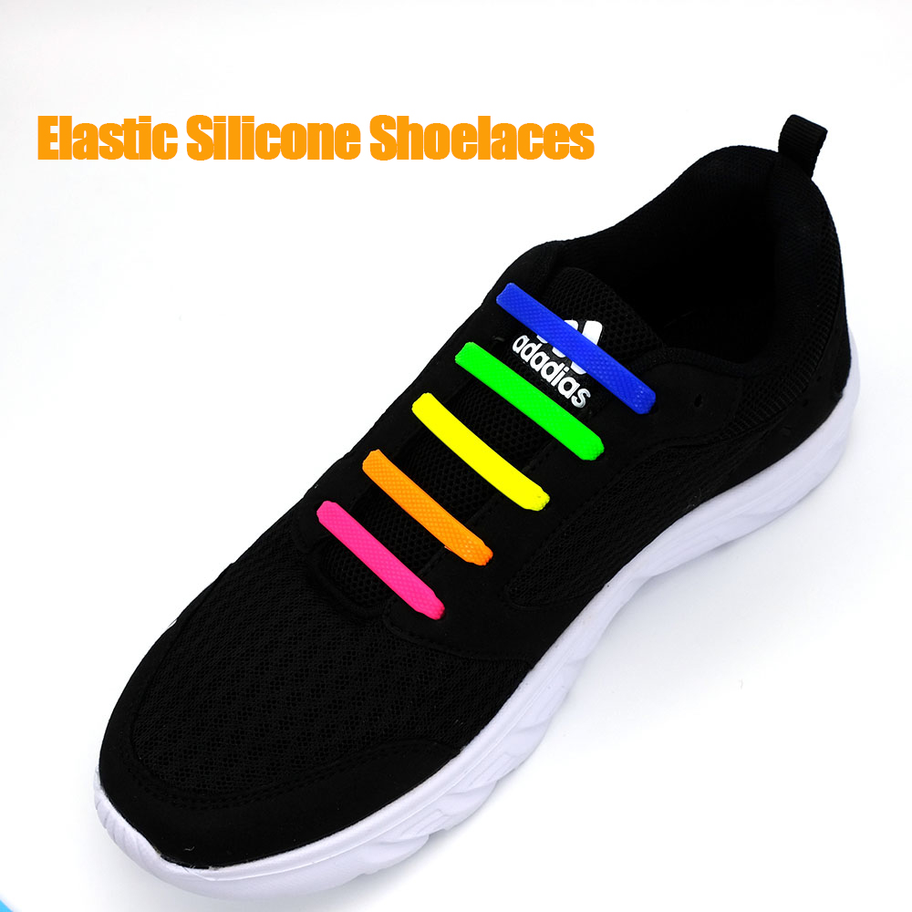 Silicone Elastic Shoelaces Special No Tie Shoelace Lacing Kids Adult Sneakers Quick Shoe Lace Creative Lazy Rubber Lace 16ps/Lot