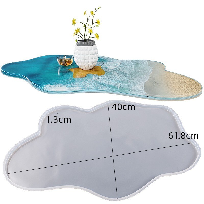 Large 61cm Irregular tray epoxy resin silicone mold Wave table River table silicone mold DIY Ocean Crystal Resin Casting mold