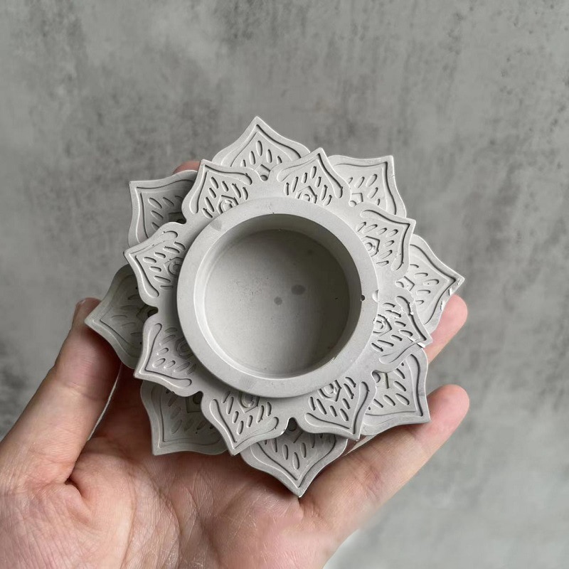 Concrete Candle Jar Silicone Mould Round Lotus Candle Holder Cement Plaster Mold DIY Handmade Epoxy Resin Candlestick Mould Tool Concrete Candle Jar Silicone Mould Round Lotus Candle Holder Cement Plaster Mold DIY Handmade Epoxy Resin Candlestick Mould Tool