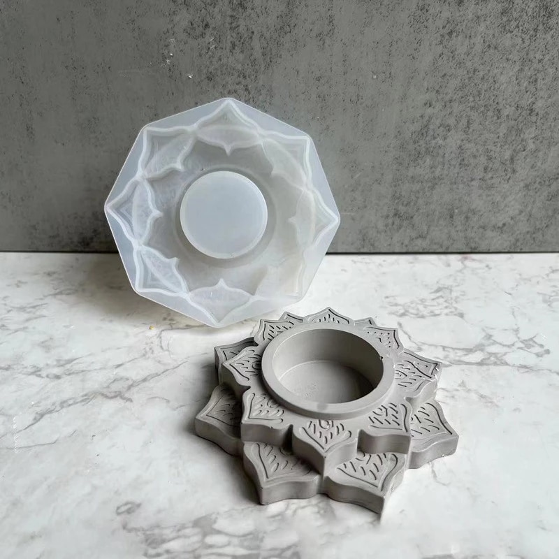 Concrete Candle Jar Silicone Mould Round Lotus Candle Holder Cement Plaster Mold DIY Handmade Epoxy Resin Candlestick Mould Tool Concrete Candle Jar Silicone Mould Round Lotus Candle Holder Cement Plaster Mold DIY Handmade Epoxy Resin Candlestick Mould Tool