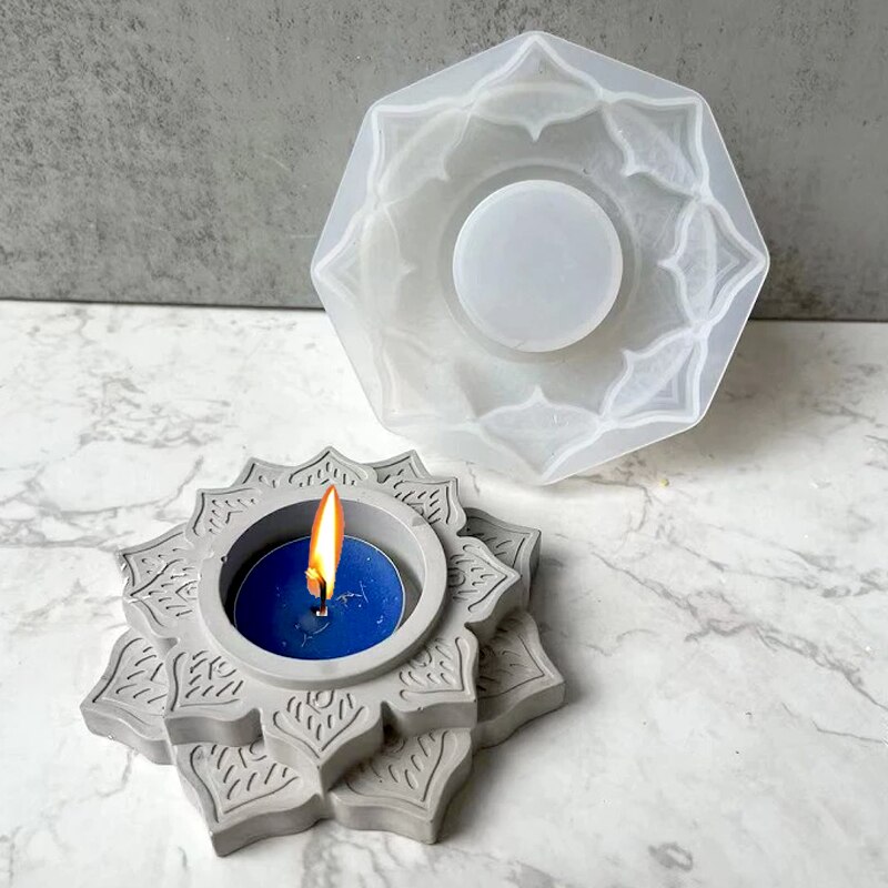 Concrete Candle Jar Silicone Mould Round Lotus Candle Holder Cement Plaster Mold DIY Handmade Epoxy Resin Candlestick Mould Tool Concrete Candle Jar Silicone Mould Round Lotus Candle Holder Cement Plaster Mold DIY Handmade Epoxy Resin Candlestick Mould Tool