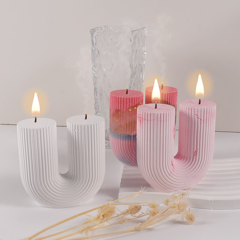 U Shape Candle Silicone Mold DIY Striped Arch Scented Candle Making Wax Mould Plaster Resin Ornament Craft Mold Home Decoration