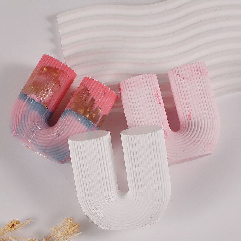 U Shape Candle Silicone Mold DIY Striped Arch Scented Candle Making Wax Mould Plaster Resin Ornament Craft Mold Home Decoration