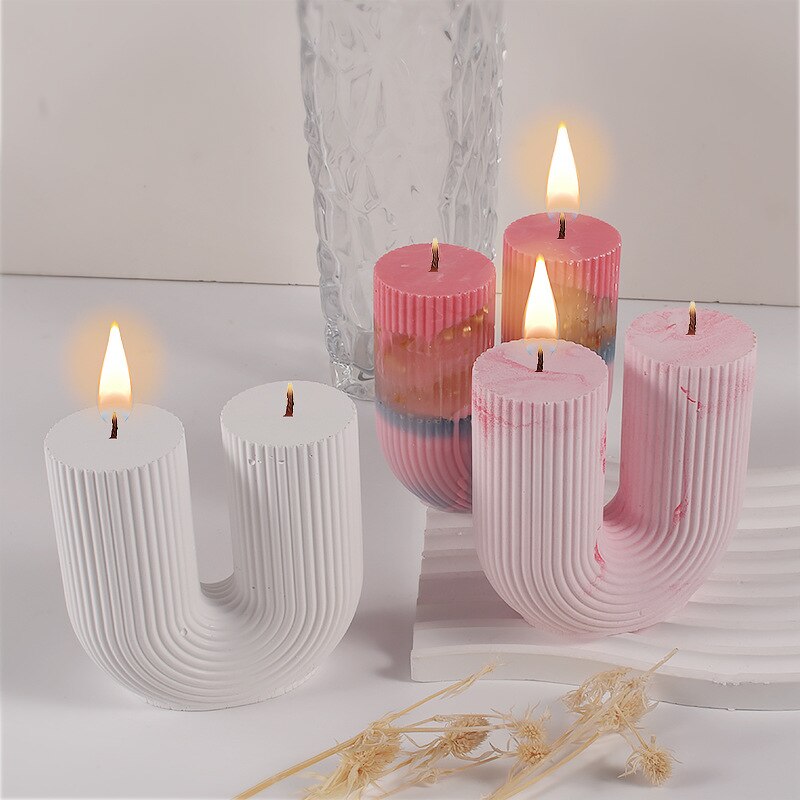 U Shape Candle Silicone Mold DIY Striped Arch Scented Candle Making Wax Mould Plaster Resin Ornament Craft Mold Home Decoration