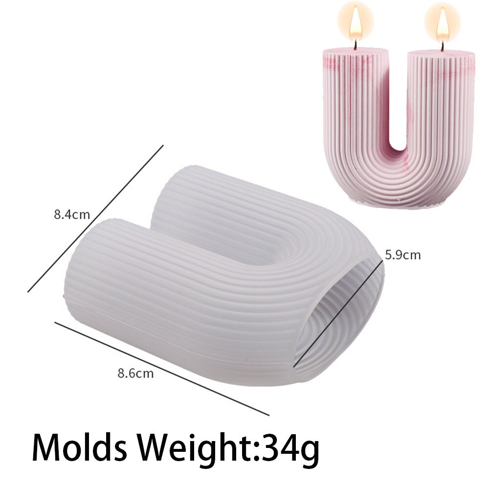 U Shape Candle Silicone Mold DIY Striped Arch Scented Candle Making Wax Mould Plaster Resin Ornament Craft Mold Home Decoration